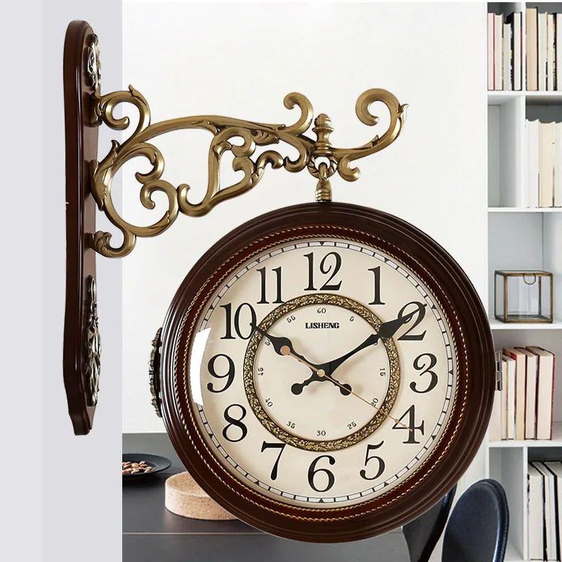 

Nordic silent wall clock double side fashion European style home creative luxury modern simplicity horloge room decor WT5BGZ