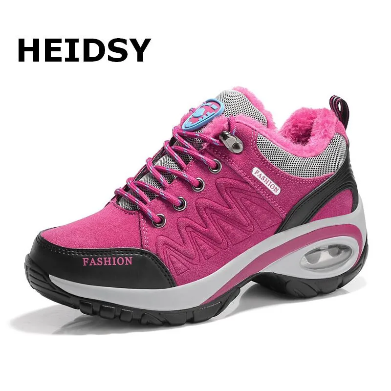 Зимние Нескользящие женские ботинки от Heidsy модная обувь на танкетке зимние