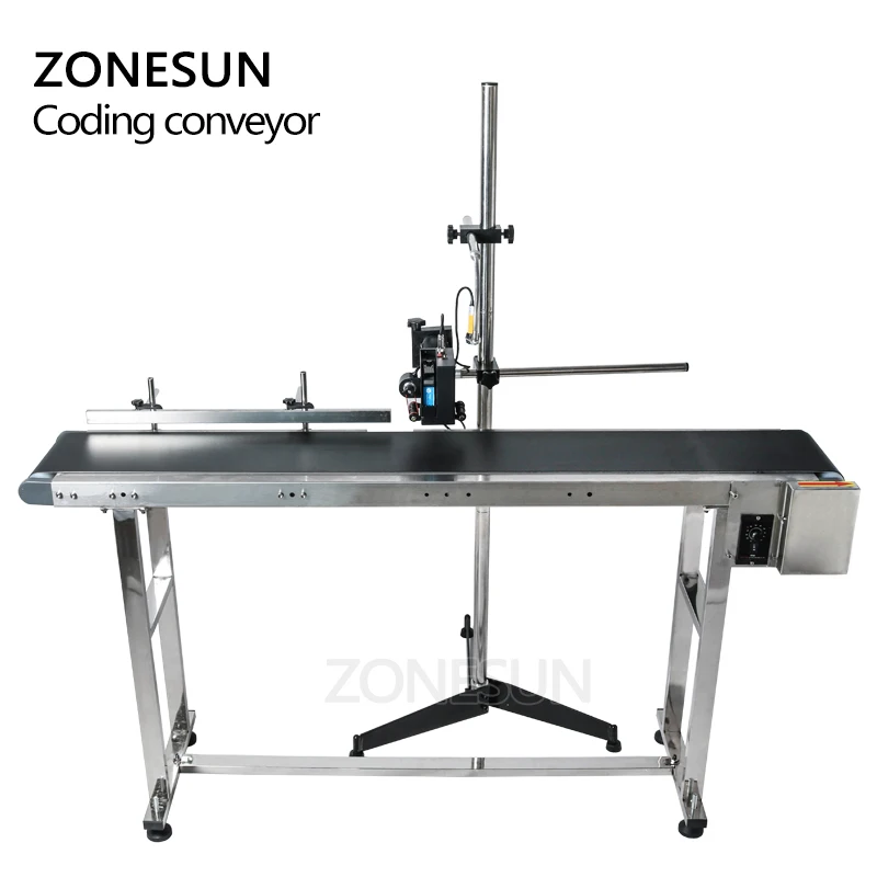 

ZONESUN Inkjet Printer Conveyer Conveying Table Band Carrier Sorting Workbench PVC Belt Conveyor Bottle Box Bag Sticker Conveyor