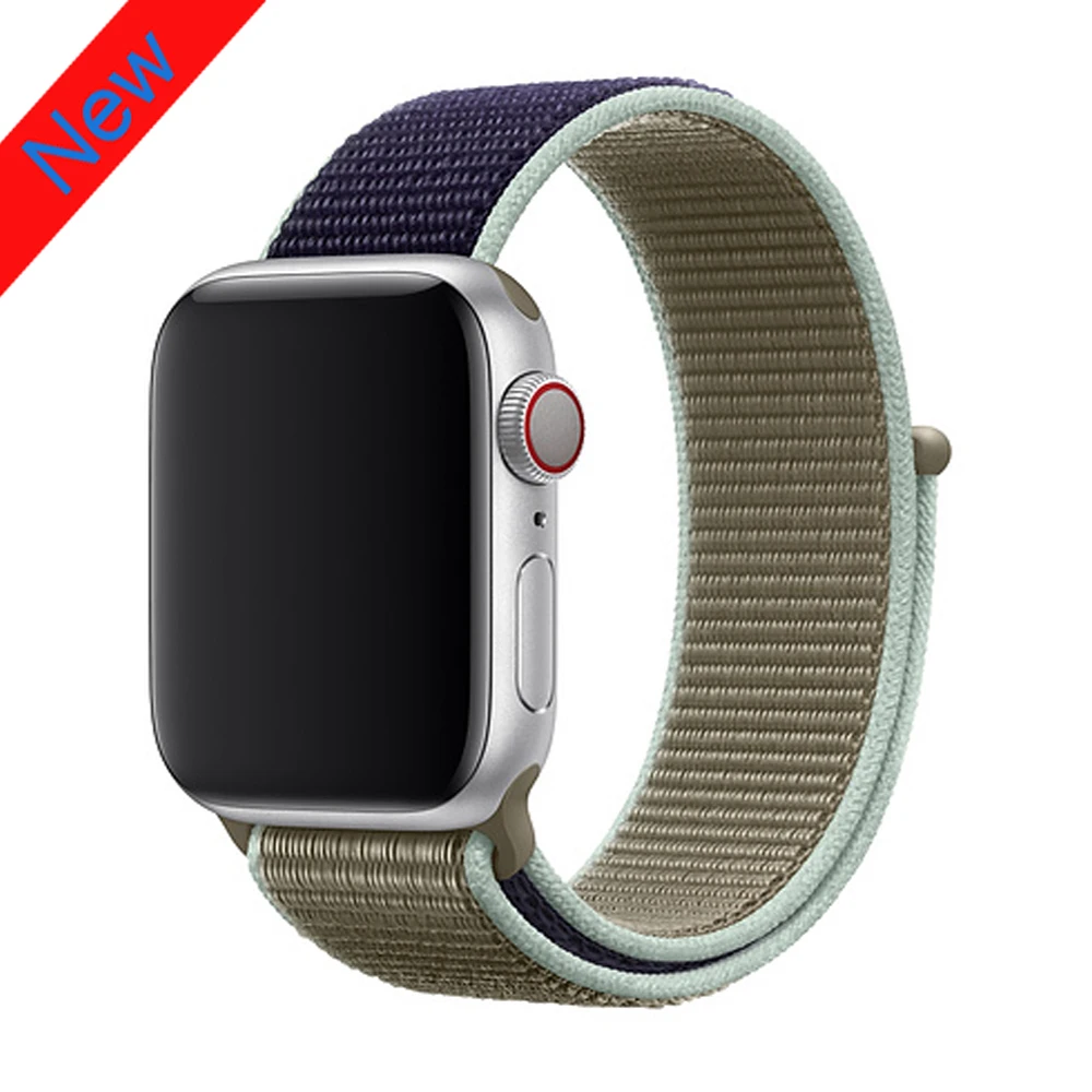 Khaki Нейлоновый ремешок для Apple Watch band 42 мм 38 мм iWatch 4 band 44 мм 40 мм Браслет спортивная петля ремешок для часов correa ремень дышащий - Цвет ремешка: Khaki