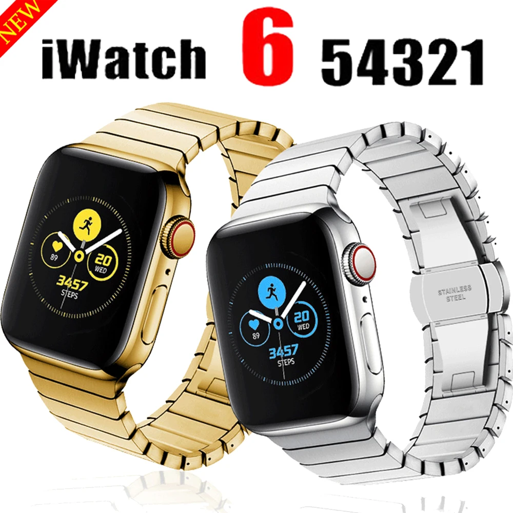 

Ремешок из нержавеющей стали для iWatch SE 6, 5, 4, 3, металлический, 44 мм, 40 мм, 42 мм, 38 мм