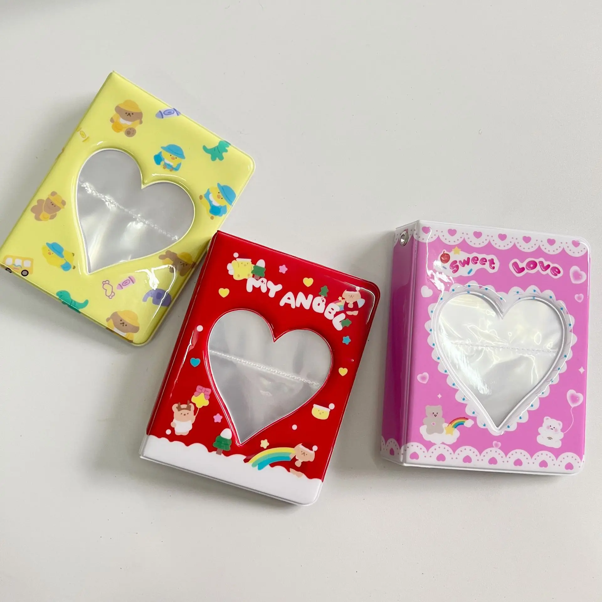 

Kawaii 64 кармана для 3 дюймовых фотографий Ablum Heart Cover держатель открыток Portable держатель для карт