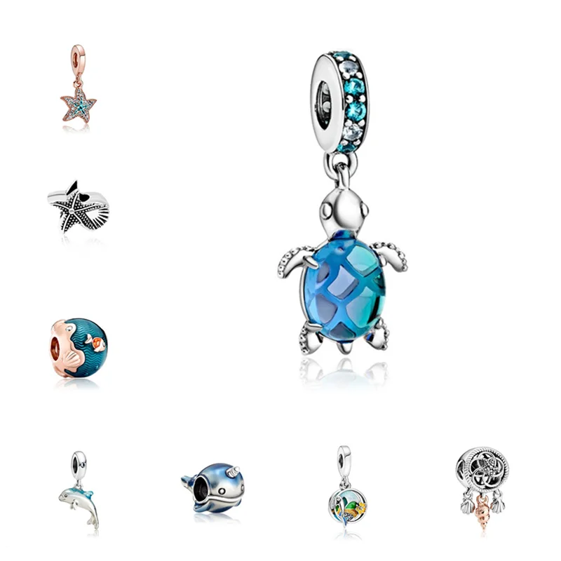 

2021 Women's Jewelry Hot Sale Making Kit Original Fitted Pandora 925 Sterling Silver Charm Beaded DIY Turtle Dolphin Charm