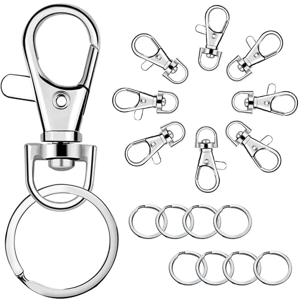

100pcs Metal Key Chain Rings Swivel Clasps Lanyard Snap Hook Lobster Claw Clasps Jewelry Bag Accessories