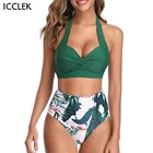 Женский раздельный купальник, пикантный комплект бикини из 2 предметов, купальник с чашками пуш-ап, купальный костюм с принтом и высокой талией, женский купальник 2021