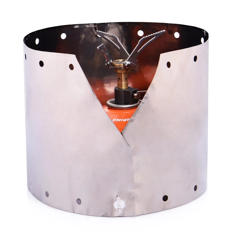 2 Pcs Portable Stove Windscreen Titanium Camping Wind Shield Windshield for Outdoor Cooking Gas L & M | Спорт и развлечения
