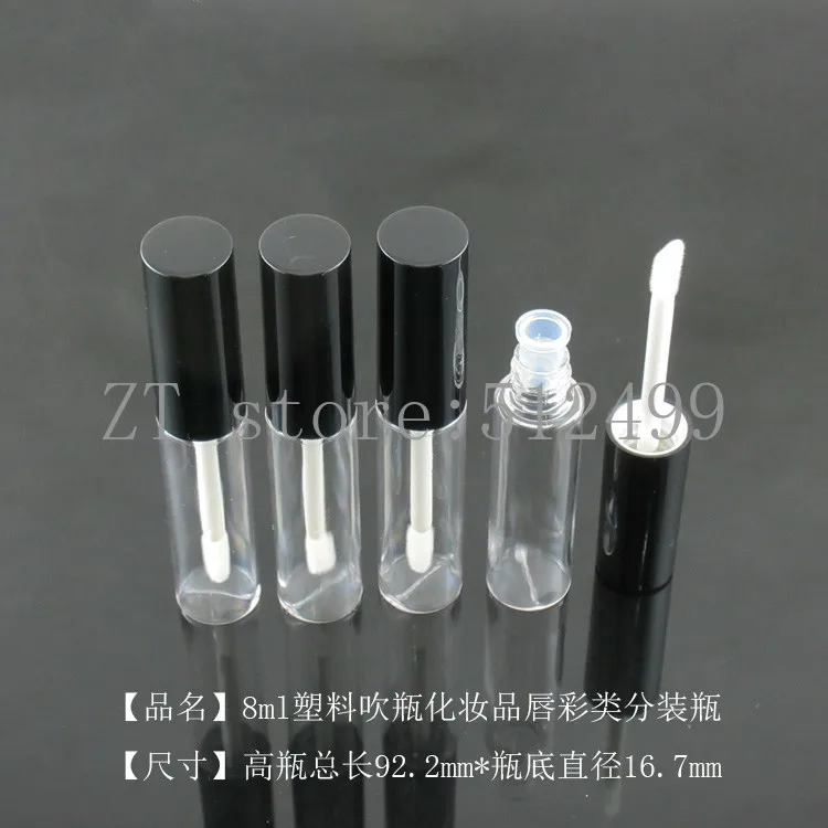 

10/30/50/100pcs 8ml Empty DIY Makeup Lip Gloss Bottle with Black Lid and Clear Plastic Tube Lip Gloss Tube Labial Glair Bottle