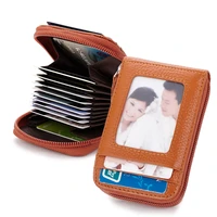 genuine leather credit card holder women business id card holder men card wallet holder ladies coin purse travel zipper card bag