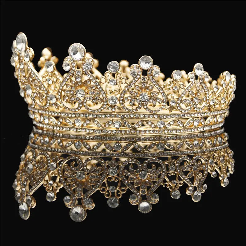 Винтажная свадебная корона в стиле барокко стразы золотые диадемы и короны
