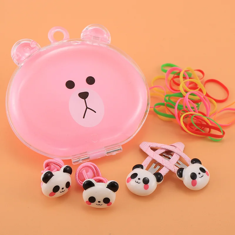 1 коробка акриловые hello kitty с эластичными лентами для волос заколки для волос около 10 шт. резинка для волос Детские аксессуары Kawaii - Цвет: Panda series