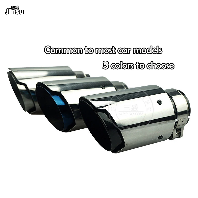 

Sport style car exhaust Muffler Tip Tail Pipe Universal Stainless steel Straight Flange For Audi A3 8P 8V A4 A5 B8 B9 A6 Avant