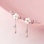 Романтическая мода вишня в цвету цветок дизайн, серьги со шпилькой, для женщин, элегантные серьги в виде цветов, ювелирные изделия для помолвки, свадьбы