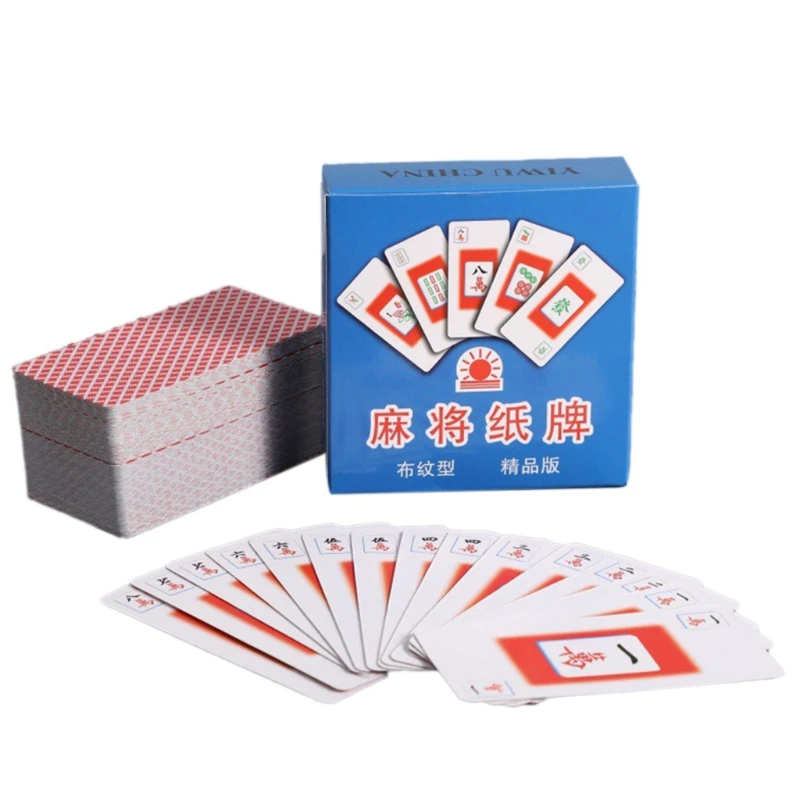 

2022 New Chinese Mahjong Playing Paper Cards Travel Game Pokers Set Game Play Accessories
