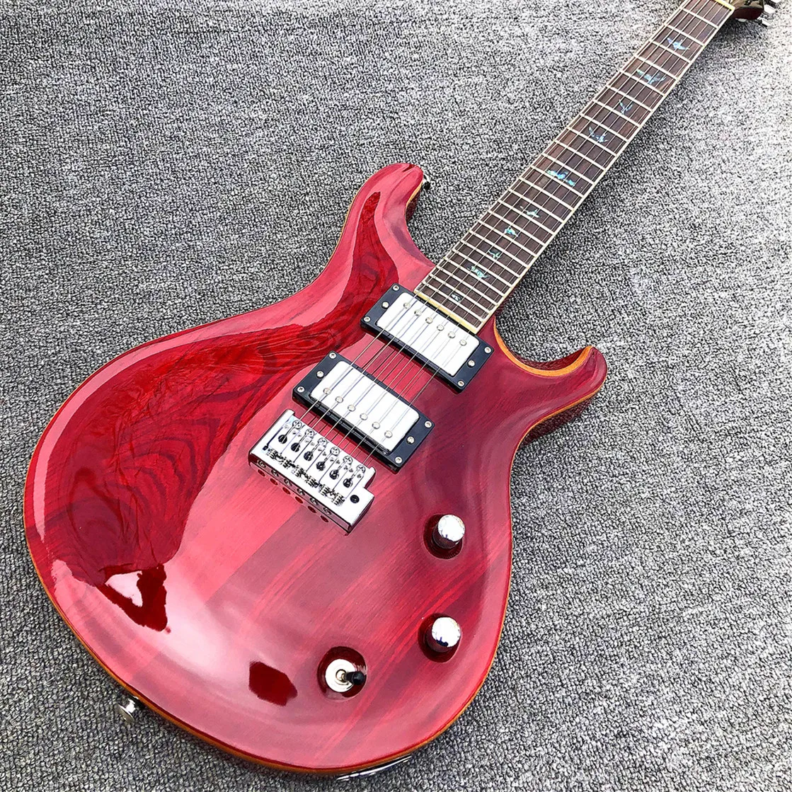 

Glossy Red Solid Mahogany Electric Guitar,Abalone Rosewood Fingerboard 6 Strings Guitar,Real Photos,Free Shipping