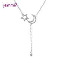 new trendy rose gold moon star necklaces pendants 100 925 sterling silver chain necklaces for women wedding silver jewelry