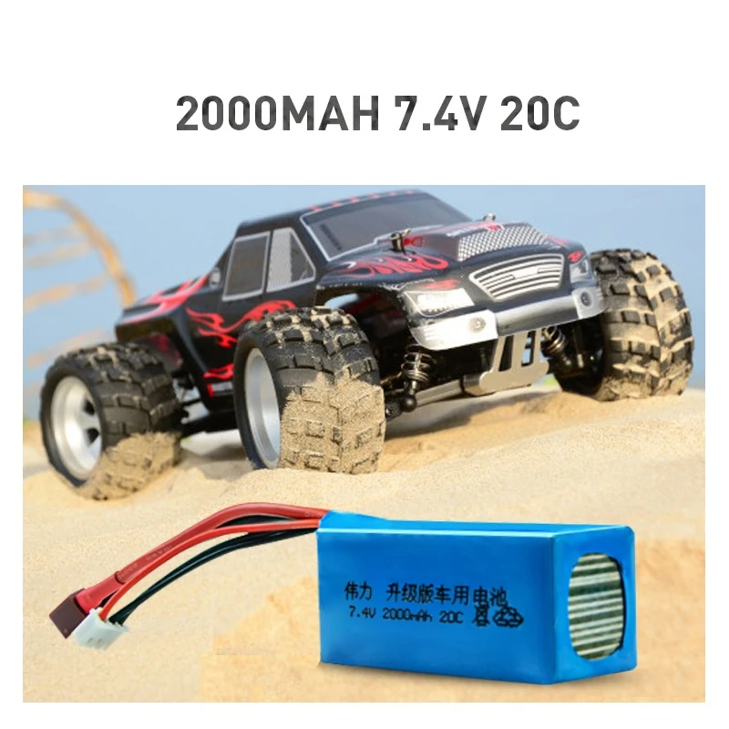 

7.4V 2000mAh Battery Charger Sets for A949 A959-B A969-B A979-B K929-B Remote Control Car 2s LiPo Battery for Wltoys car Parts