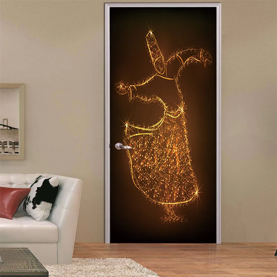 Мусульманские Праздничные наклейки на дверь самоклеящиеся водонепроницаемые