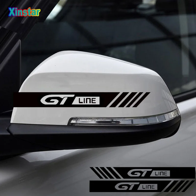 

2pcs GT GTLINE Car Rearview Mirror Sticker For Peugeot 108 208 308 408 508 2008 3008 4008 5008