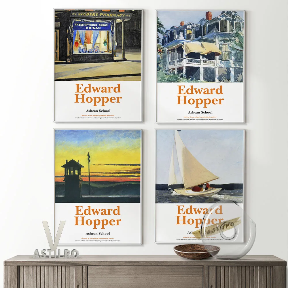 

Edward Hopper Exhibition Museum Poster Retro Wall Art Canvas Painting Vintage Prints Art Home Room Decor Gallery Wall Picture