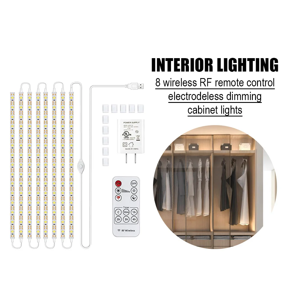 

Under Cabinet Lighting Kit 8pcs Flexible Led Strip Lights With RF Remote Controller For Kitchen Cabinets Desk Counter Corner