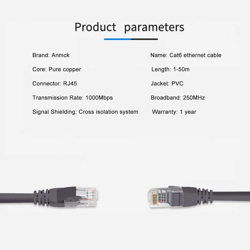 Сетевой кабель Anmck Ethernet Cat6 Lan UTP CAT 6 RJ 45 сетевой 10 м/50 м/100 м Соединительный шнур для