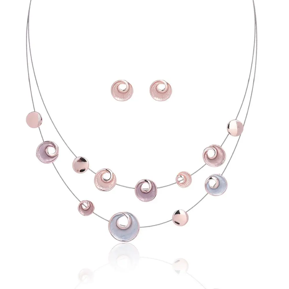 В богемном стиле Многослойные модные серьги и ожерелье Ювелирные наборы для