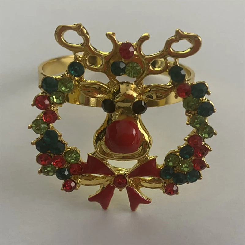 

6Pcs Deer Napkin Buckle Christmas Deer Napkin Ring Hotel Decoration Cloth Buckle Metal Napkin Ring