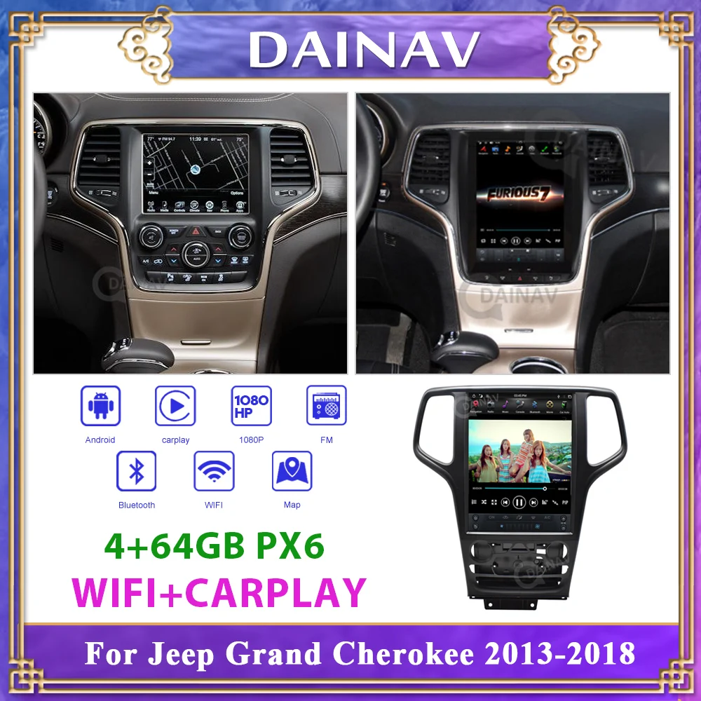 

PX6 2 Din Stereo Receiver Car GPS Navigation Multimedia DVD player For Jeep Grand Cherokee 2013-2018 Car Audio Radio Stereo