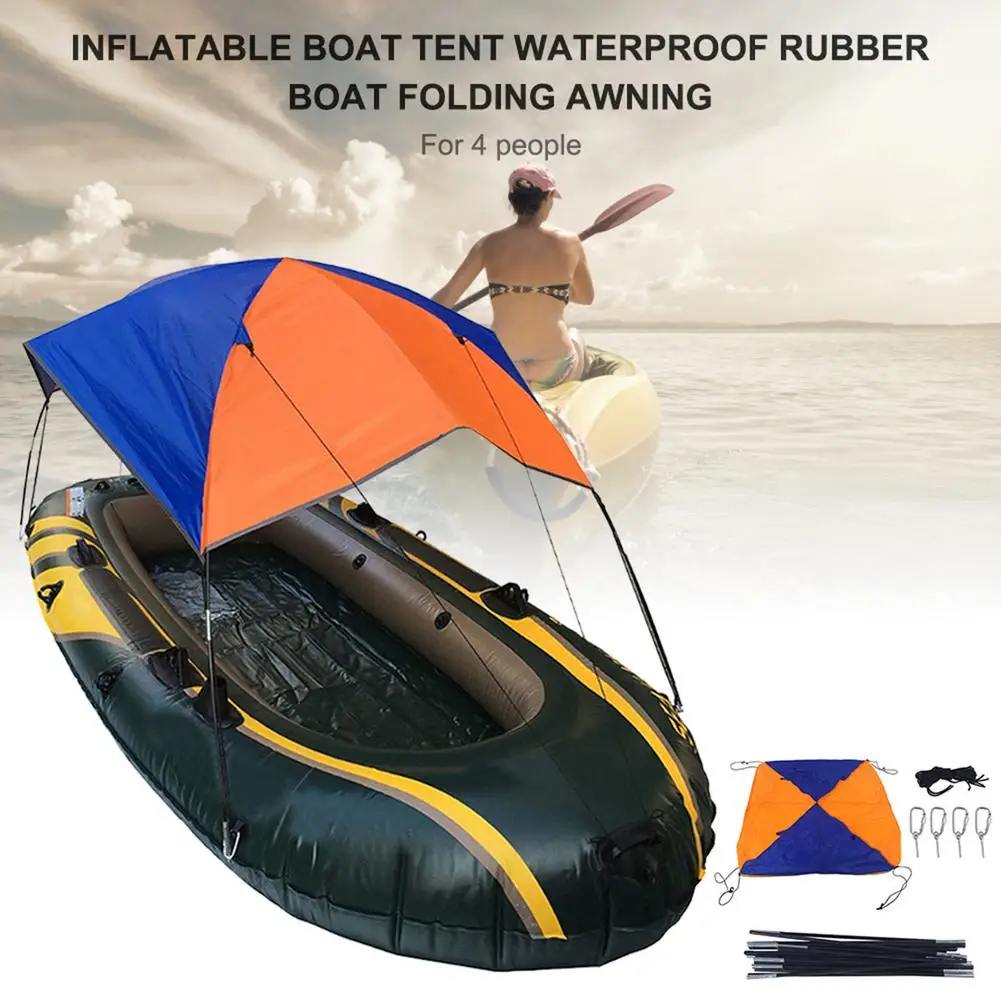 Iatable Boat Kayak Accessories Tent Waterproof Rubber Boat Folding Awning For 4 People Cover 2-4 Persons Boat Shelter