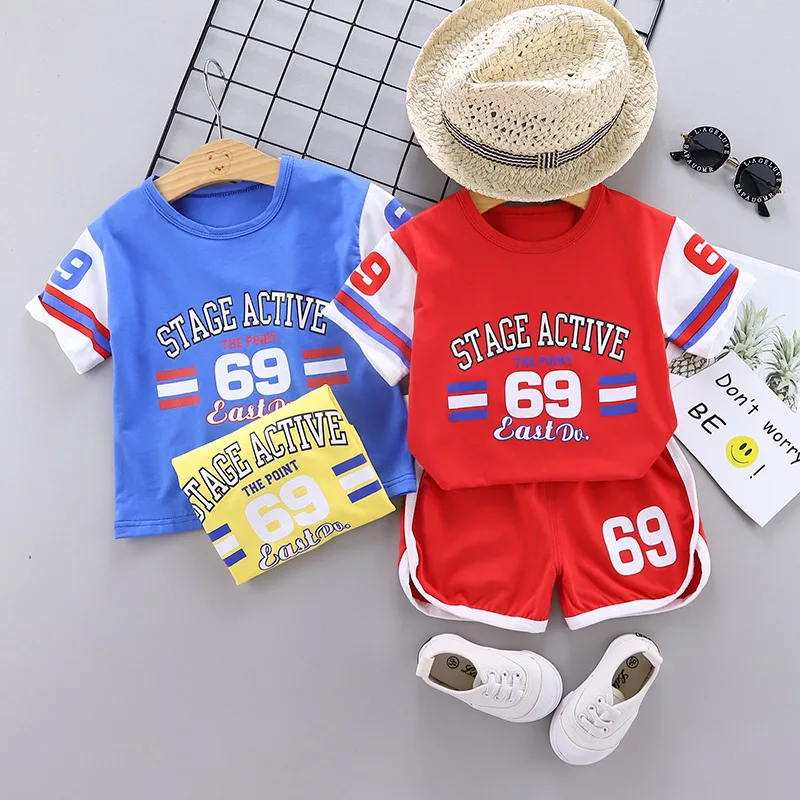 2020 Summer New Fashion Sports Suit Team Clothes + Pants Boy/Girl Baby 0-5Y Children's Clothing Set High Quality Wholesale | Детская