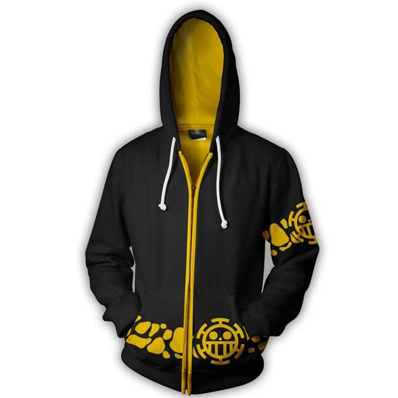 

Trafalgar Law Cosplay Hip Hop Black Hooded ONE PIECE Sweatshirt costume Hoodie Costume Men Women Clohting Jackets Top