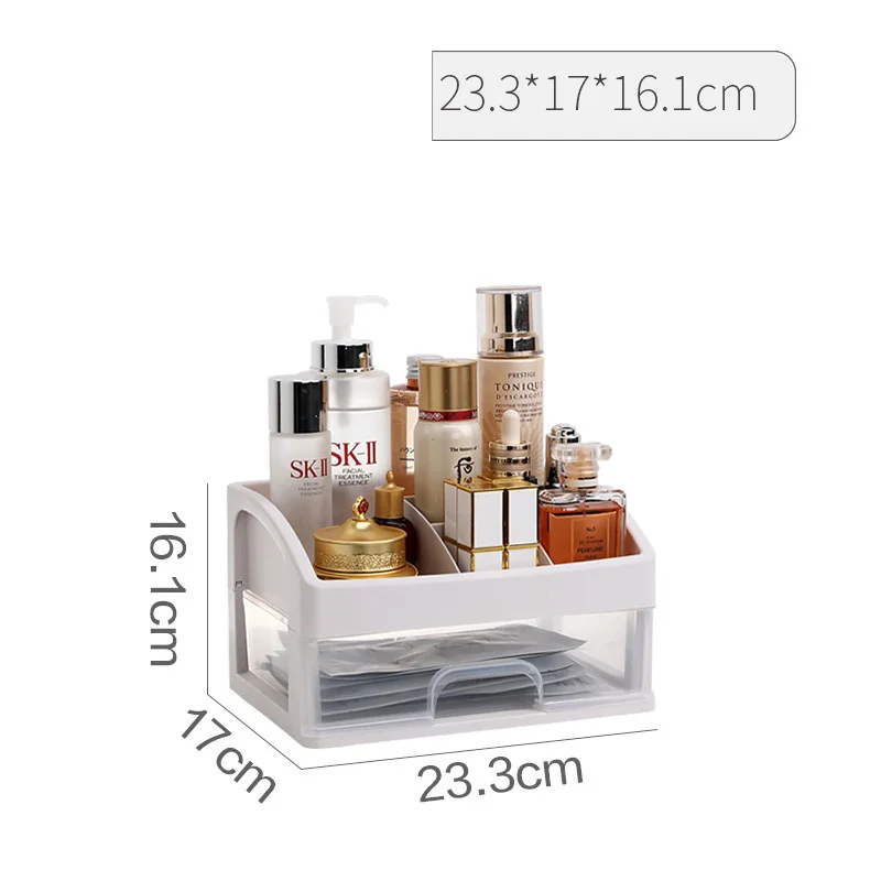 

Cosmetic desktop storage box Drawer-type household dust-proof storage box Simple and transparent finishing rack Storage artifact