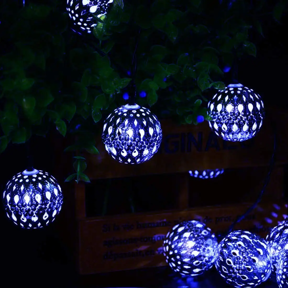 Blue Light Сказочный светодиодный марокканский шар, серебряные декоративные огни, гирлянды с шариками, мерцающие Chanukah, праздничное освещение, вечерние украшения - Испускаемый цвет: Blue Light