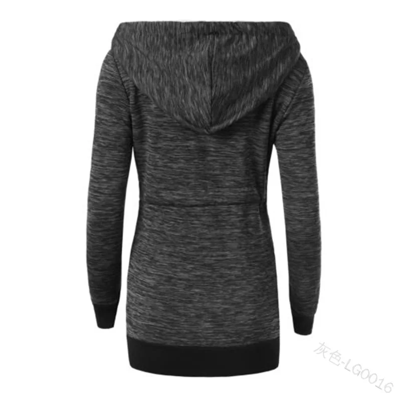 

Mandylandy Women's Fashion Zipper Cardigan Coat Autumn Casual Long Sleeve Solid Color Slim-Fit Wool Hooded Sweatshirts