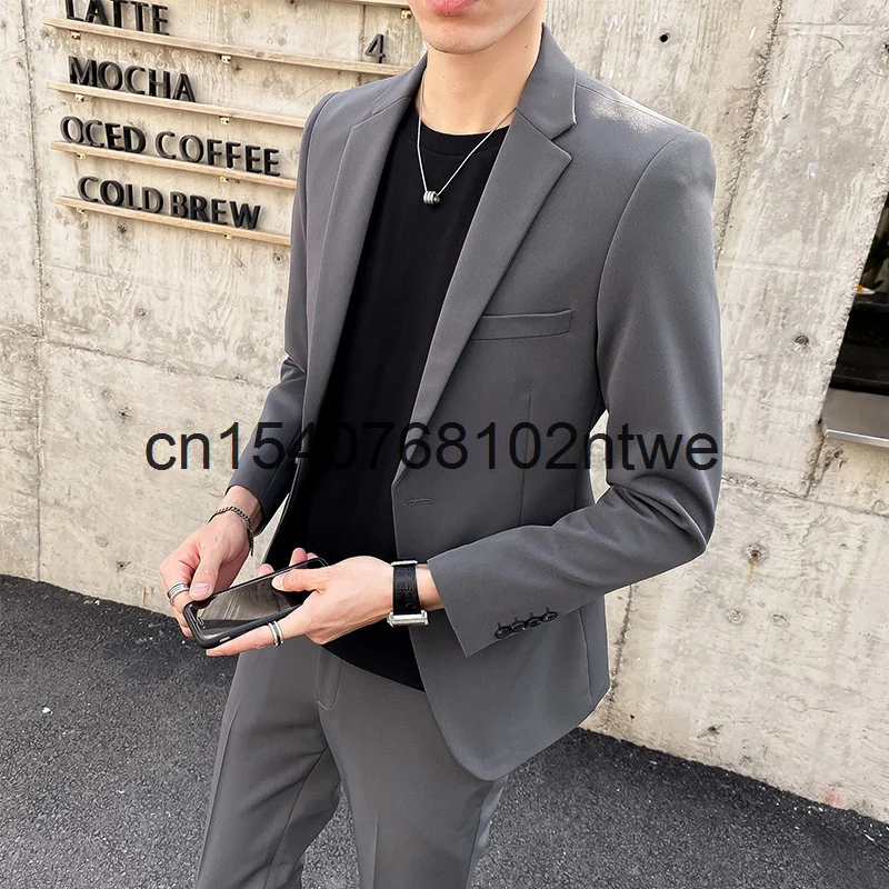 

2021 autumn new men's suit two piece wedding dress one button men's suit