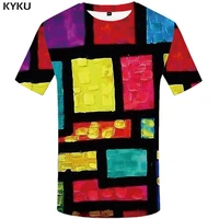 kyku brand psychedelic t shirt men graffiti anime clothes tetris funny t shirts colorful t shirts 3d harajuku shirt print