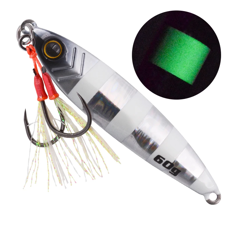 Jig Player Tungsten Spinning 3D eye 24g 32g40g 60g Glow Fishing Metal Jigging Lure Artificial Hard Bait Tackl Double Assist Hook enlarge