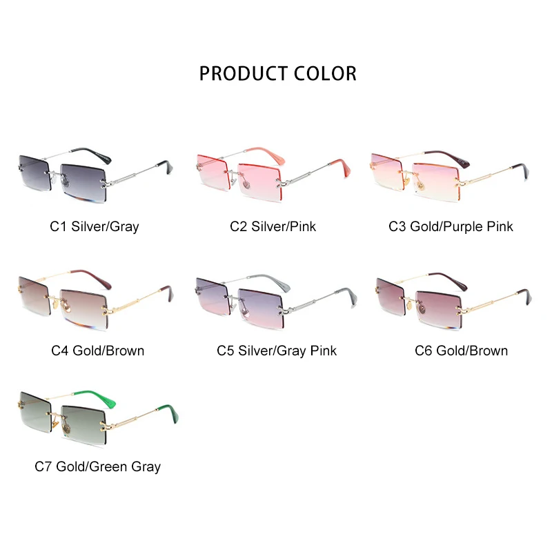 

ROYAL GIRL New Frameless Trimming Square Sunglasses Female 2020 Brand Luxury Fashion Ladies Sunglasses ss410