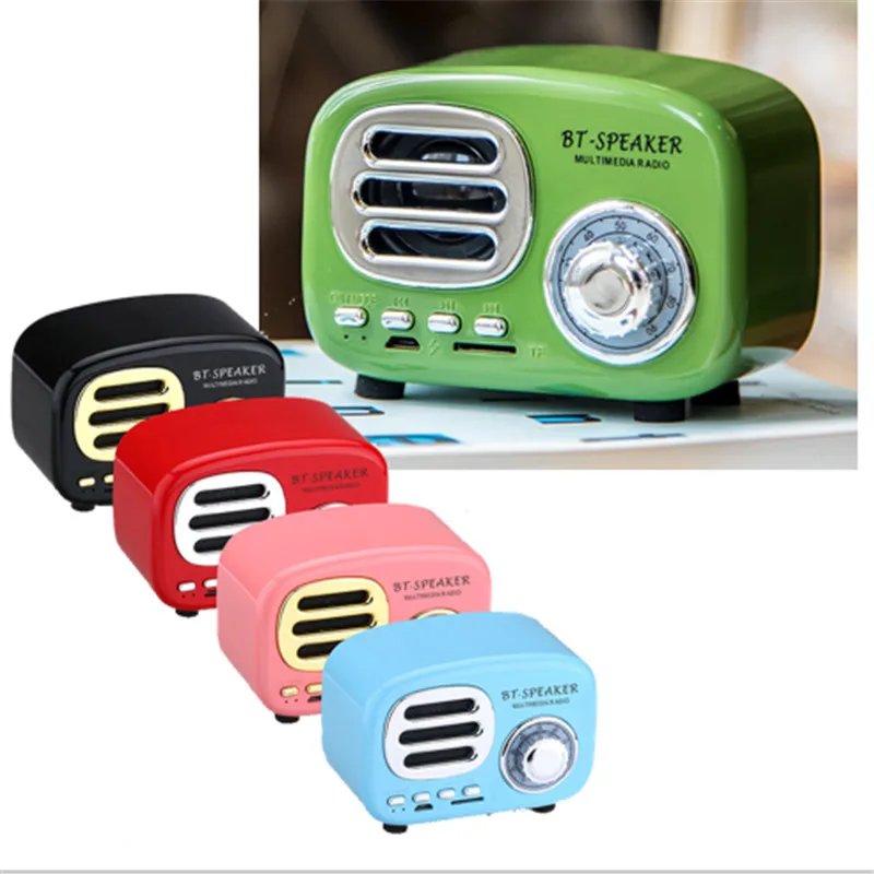 

2020 Mini Retro Bluetooth Speaker Portable Retro Radio Subwoofer Support TF Card Music Player Creativity TWS Bluetooth Speakers