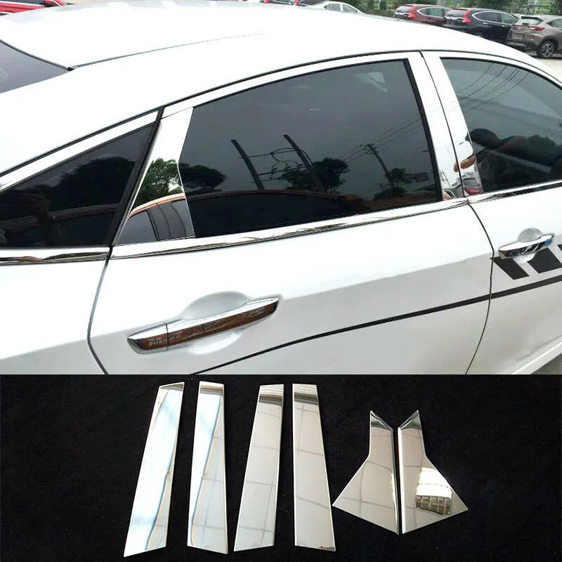 Наружная столбик крышка Декор сменная дверь окно набор молдинг для Honda Civic 2016-2018