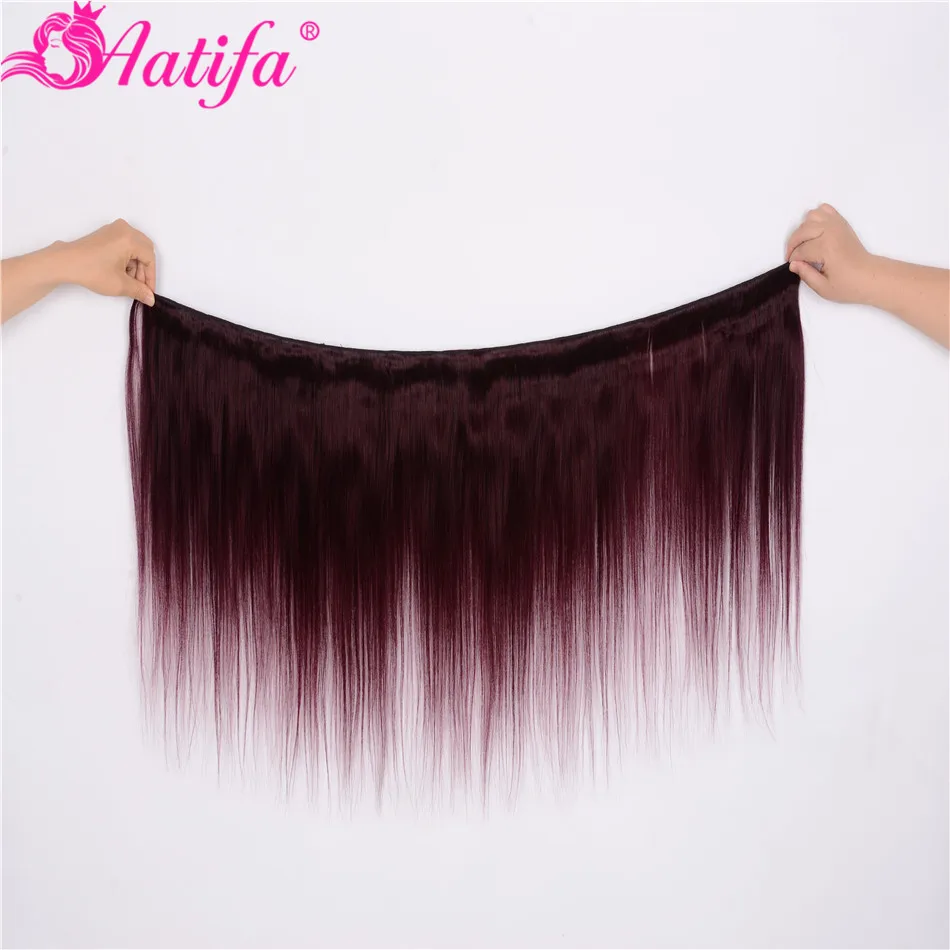Aatifa предварительно окрашенные бразильские прямые пучки волос с фронтальной Remy