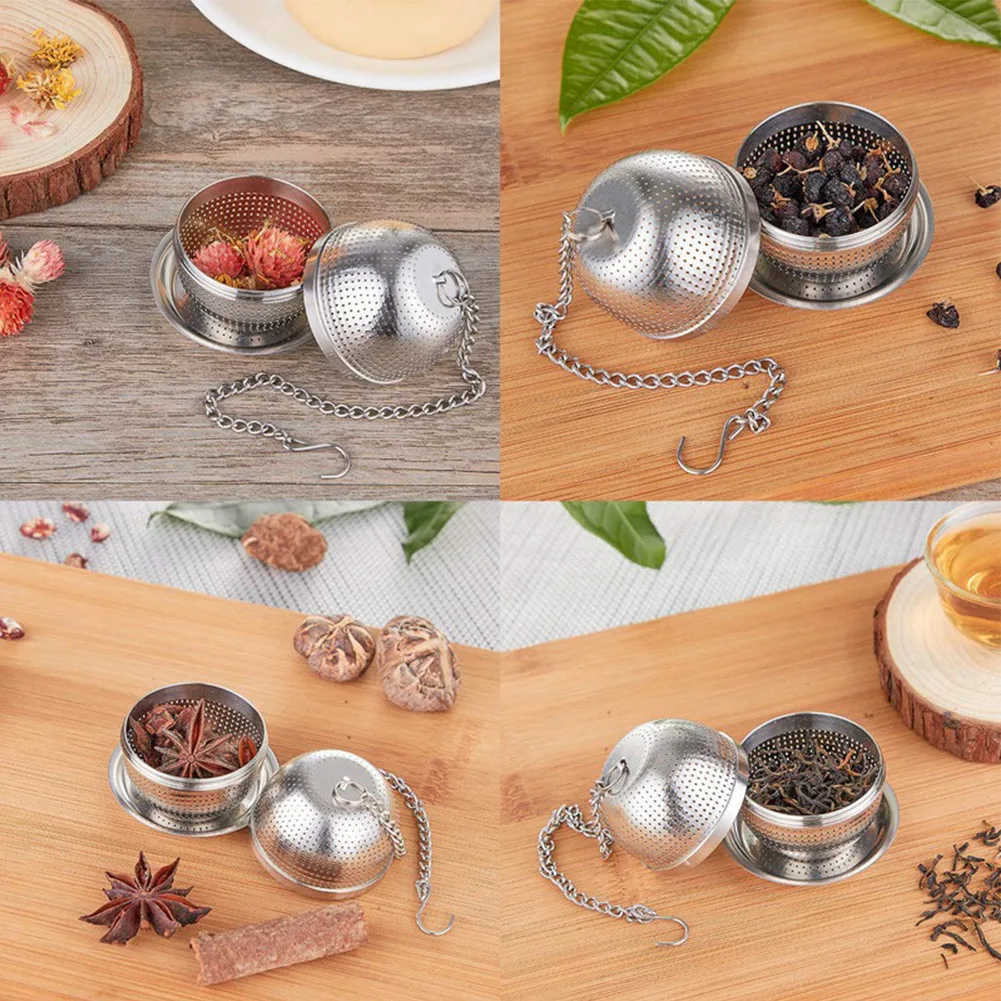 

Stainless Steel Tea Infuser Ball Tea Strainer Mesh Filter With Chain Hook Loose Tea Leaf Spice Home Kitchen Accessories