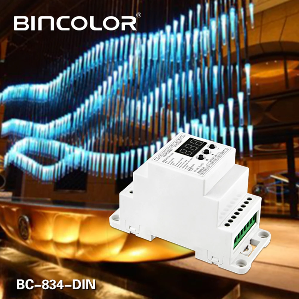 Новый BC-834-DIN DIN Rail DC12 24V 6A * 4CH выход постоянное напряжение DMX512/1990 контроллер