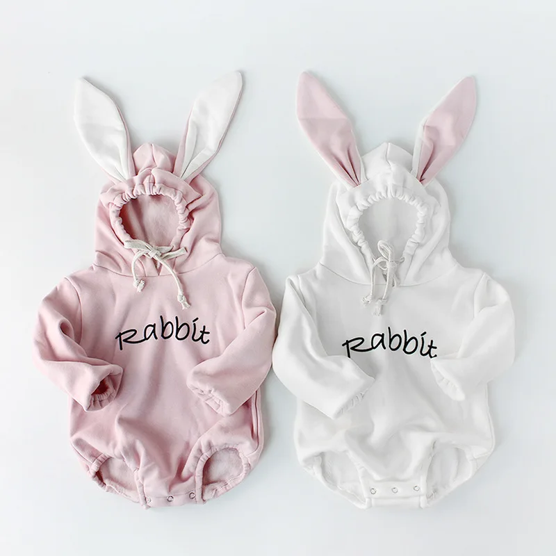 

Boys Girls Hare Playsuits Hooded Clothes Thicken Baby Baby Girl Baby Boy Bunny Rompers Infant Rabbit Jumpsuit Outfit Cotton