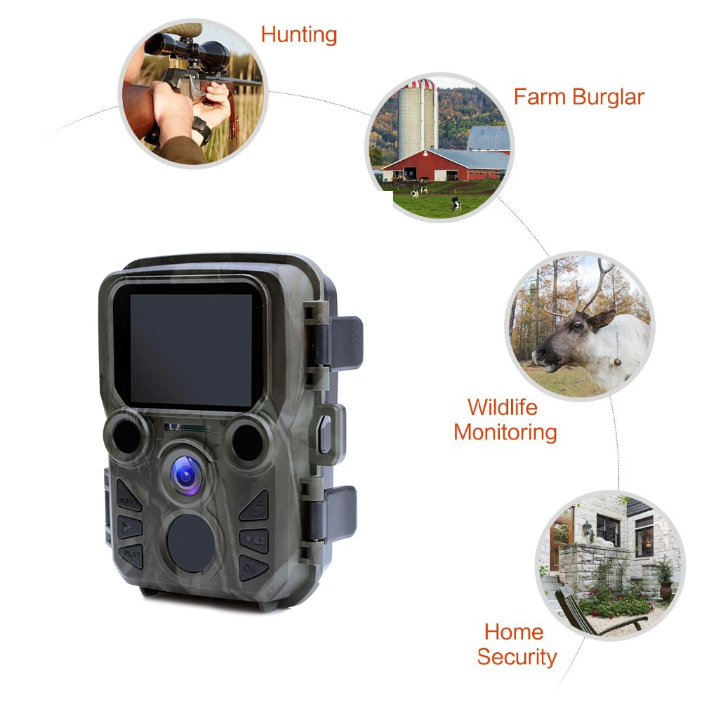 Новый cаmara sendero caza16MP Mini301 1080P visión nocturna 0 5 gatillo foto trampa de Vida Silvestre Chasse cаmaras vigilancia | Спорт