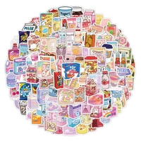 100pcsset snack bag t label logo sticker gourmet ins hand account sticker stationery luggage note sticker sticker cute stickers