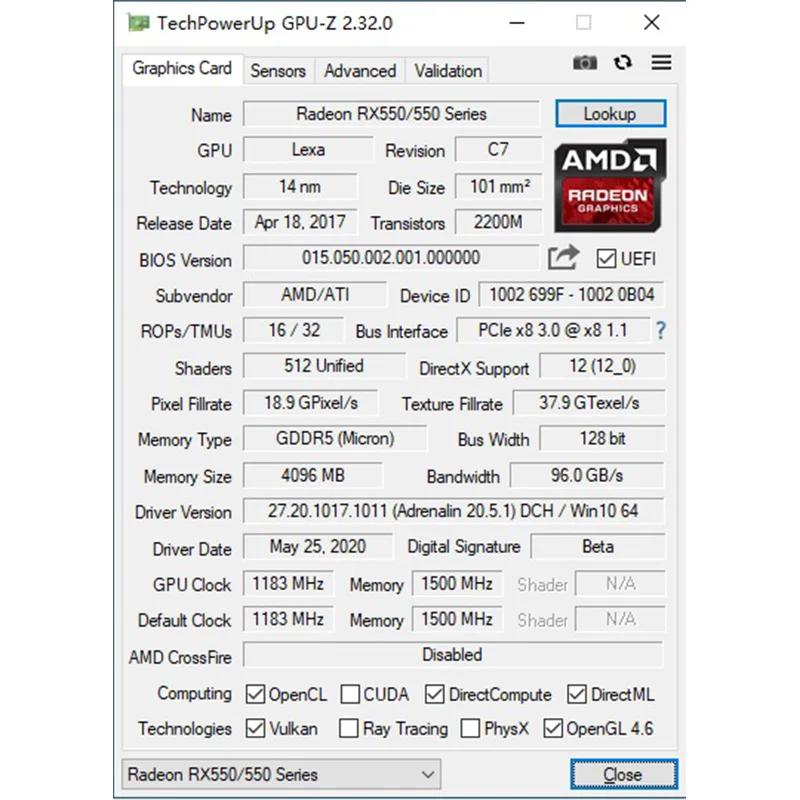 Yeston RX550--4G D5 Graphics Cards Radeon Chill 4GB Memory GDDR5 128Bit 6000MHz DP1.4HDR+HDMI2.0b+DVI-D Small Size GPU