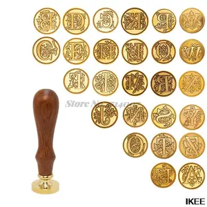 2021 прозрачные штампы Ретро 26 букв A - Z восковые Штампы Алфавит буквы ретро деревянные наборы заменить медную головку Наборы инструментов для хобби