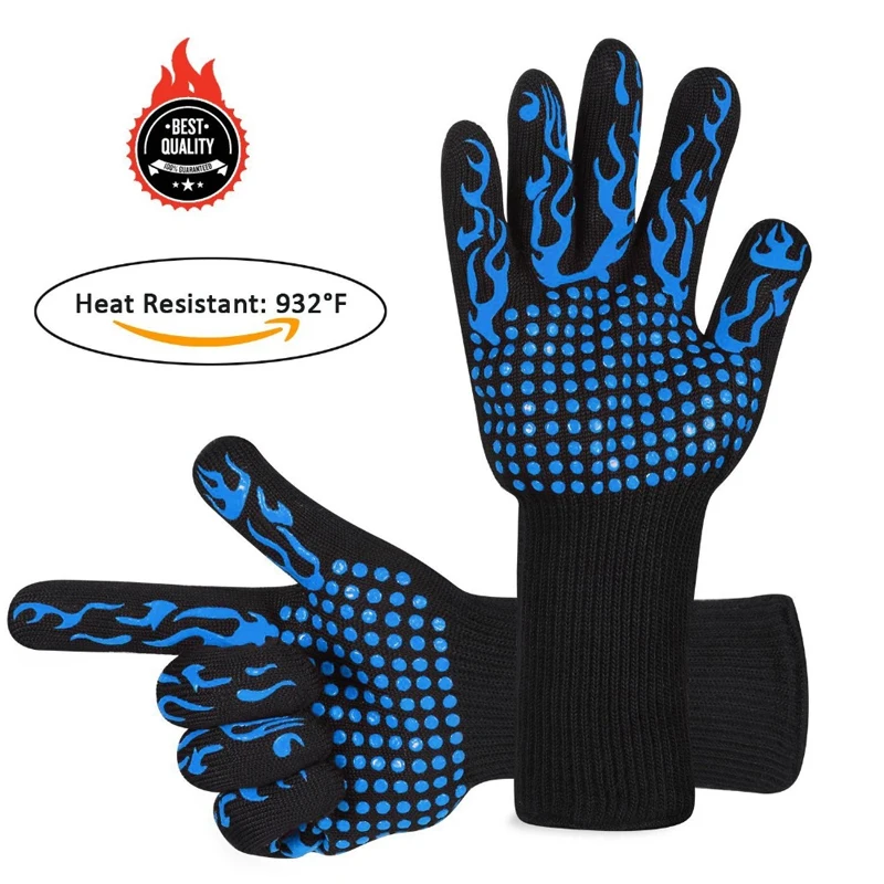 Перчатки для барбекю 1 пара термостойкие перчатки духовки 500 800 градусов