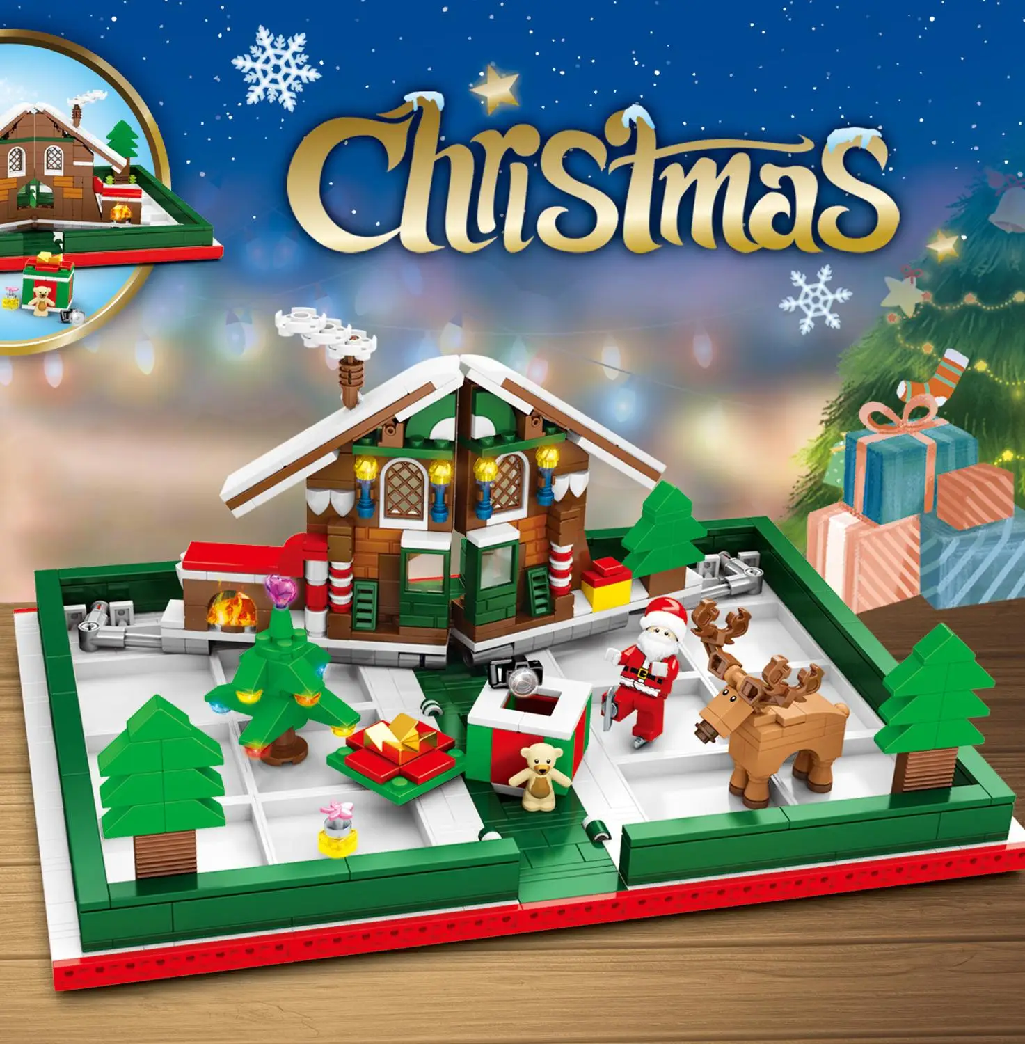 Creator Expert Christmas Series Rotating Cottage Building City Idea Santa Claus Dust Cover Sets Bricks Toys For Children Gift | Игрушки и